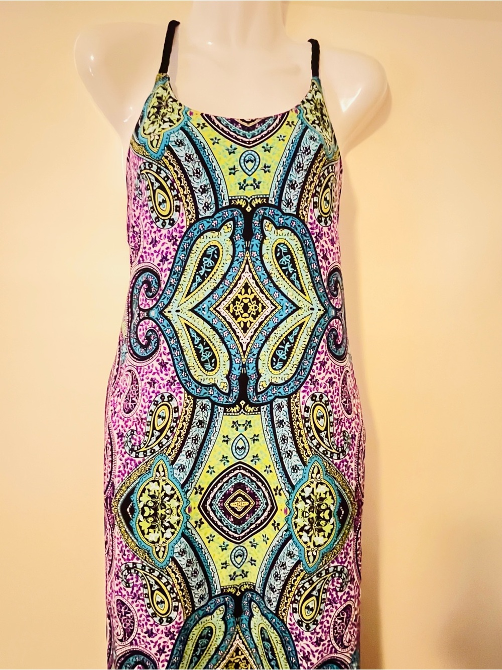 Emma & Michele Women’s Multicolor Paisley Geometric Maxi Dress Size Medium - Picture 3 of 7